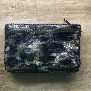 Beaded cheetah print coin purse